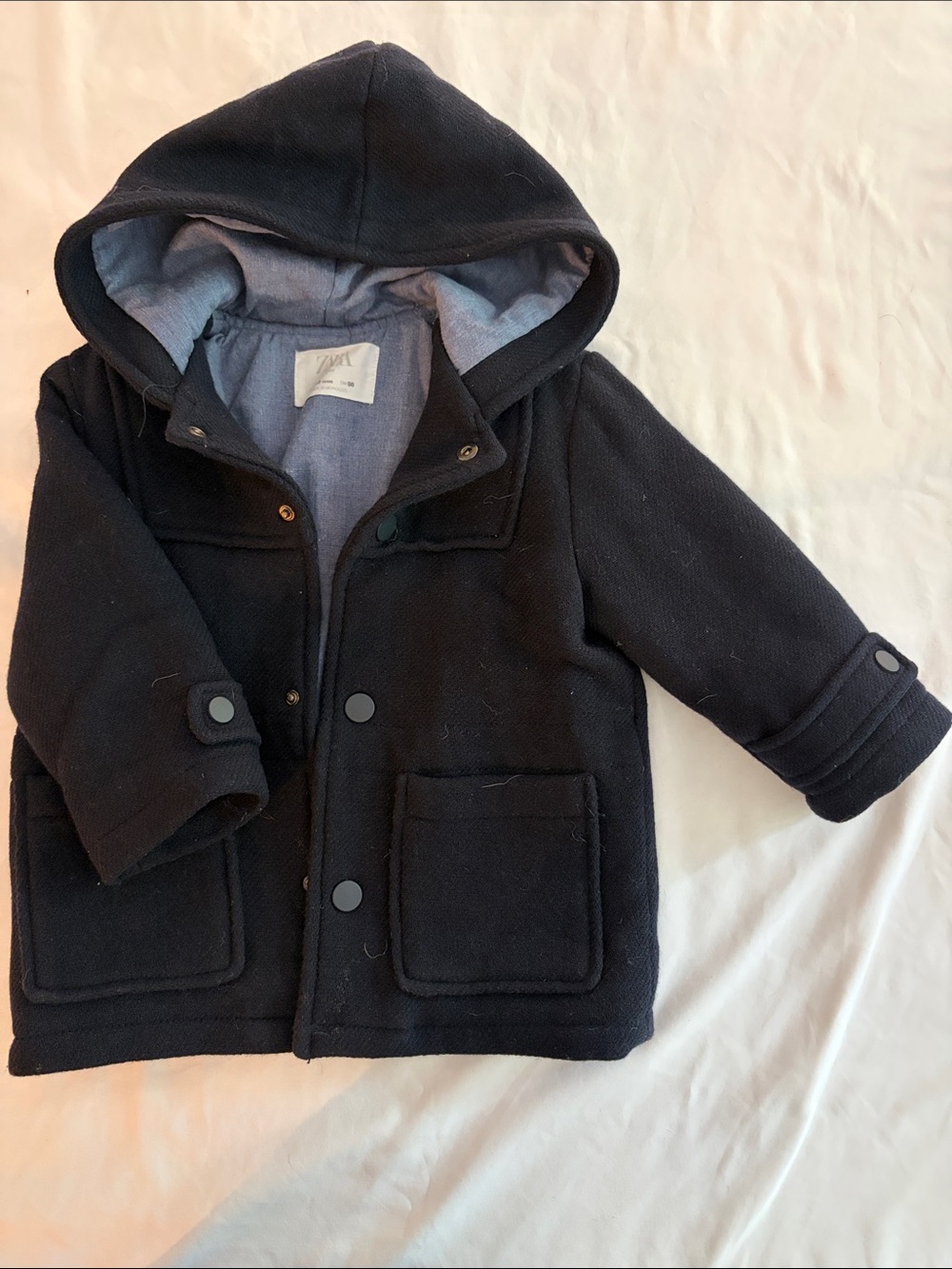Zara Kids Navy Hooded Pea Coat